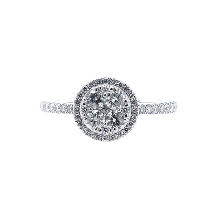9ct White Gold Diamond 0.60ct  Halo Ring Z135