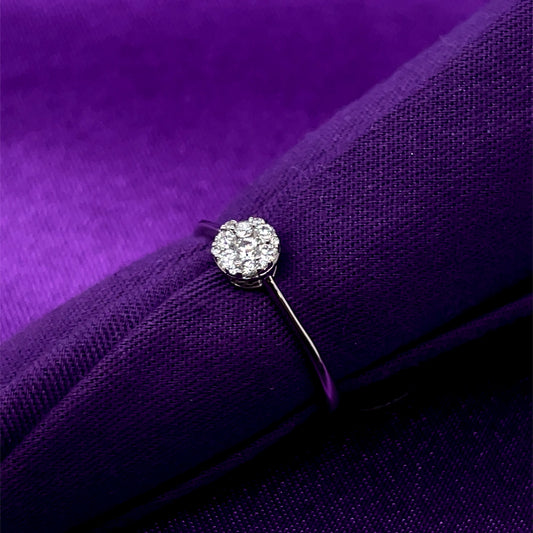 9ct White Gold Diamond  Halo 0.15ct  Ring Z136