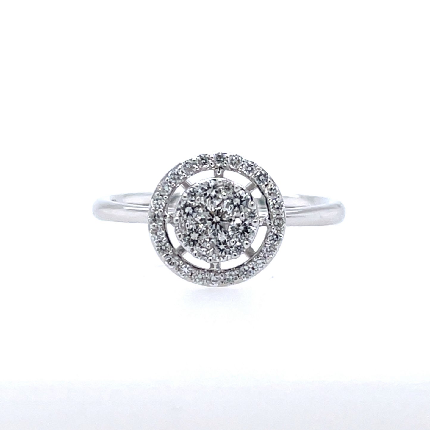 18ct White Gold Diamond 0.40ct Double Halo Ring Z138