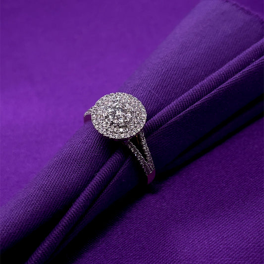 9ct Gold Diamond Round Double Halo 0.50ct Engagement Ring Z140