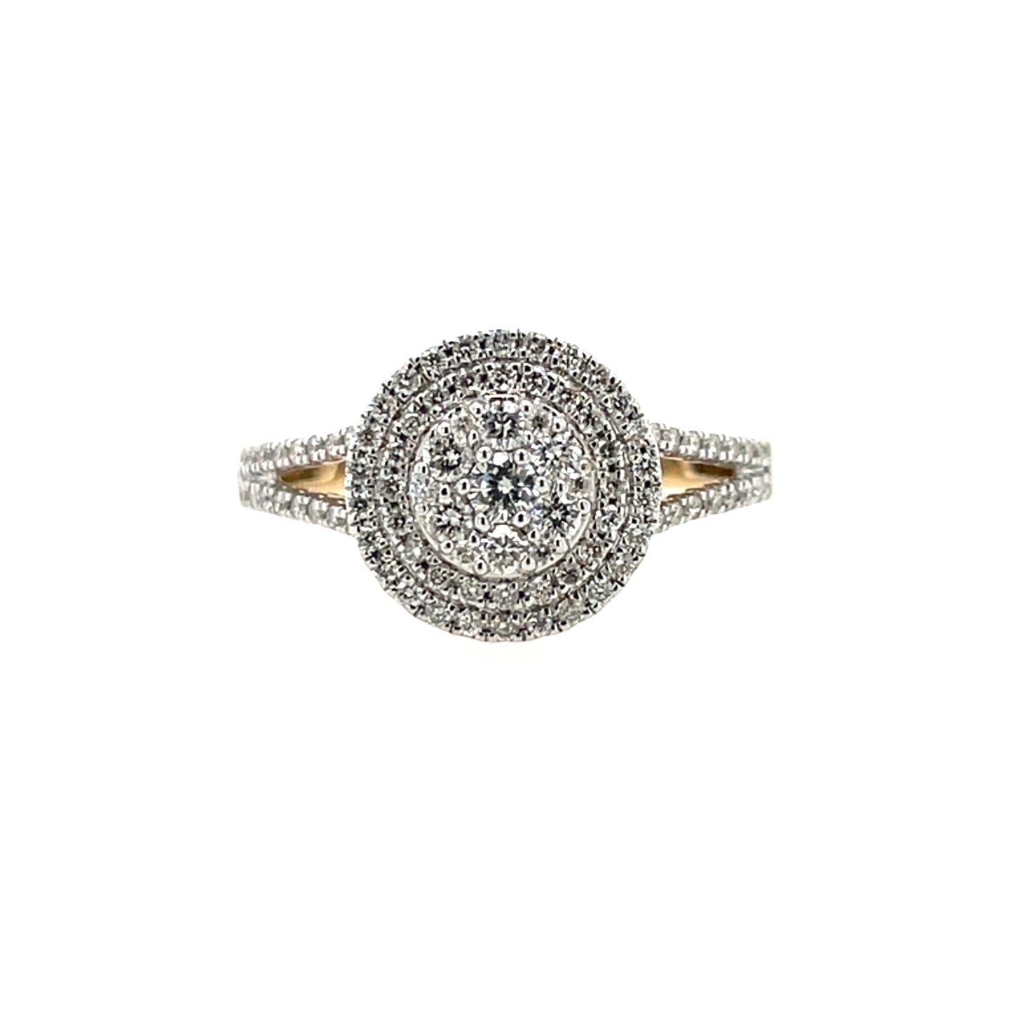 9ct Gold Diamond Round Double Halo 0.50ct Engagement Ring Z140