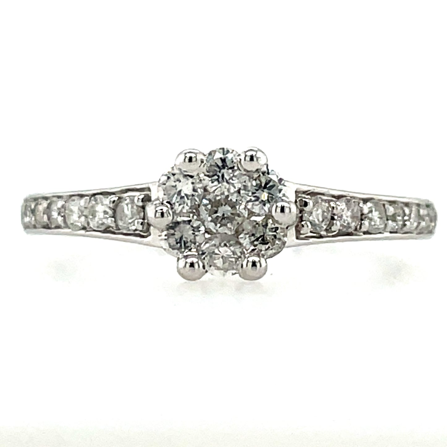 9ct White Gold Diamond 0.40ct Round Halo Ring Z143
