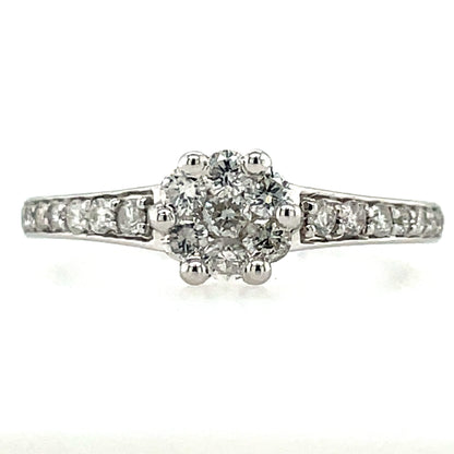 9ct White Gold Diamond 0.40ct Round Halo Ring Z143