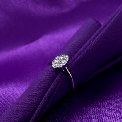 14ct White Gold Diamond Illusion Marquise 0.50ct Engagement Ring Z145