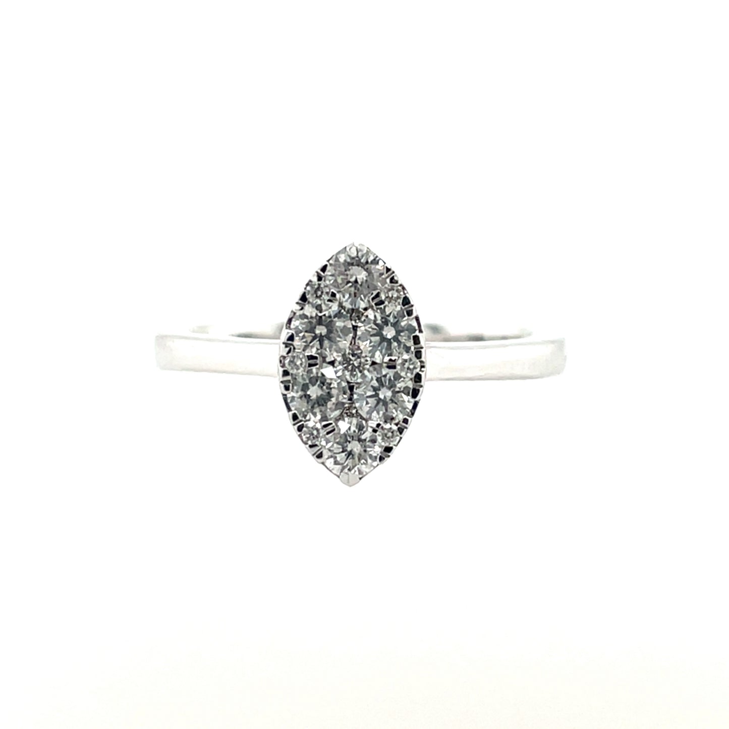 14ct White Gold Diamond Illusion Marquise 0.50ct Engagement Ring Z145