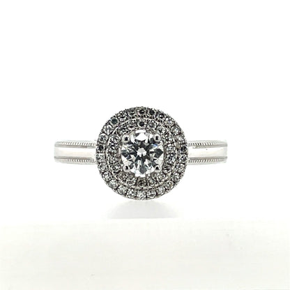 18ct White Gold Diamond Double Halo Ring Z164