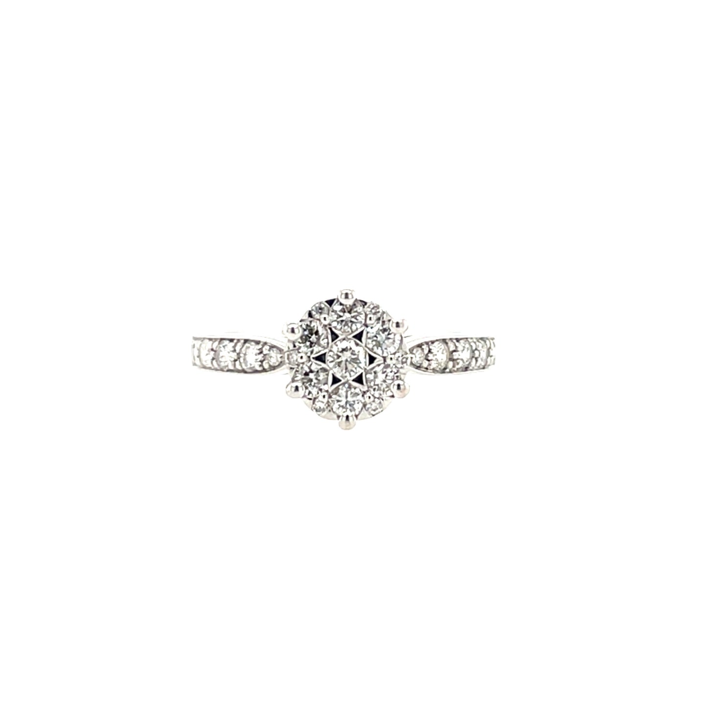 9ct White Gold Diamond Halo Solitaire 0.50ct Ring Z172