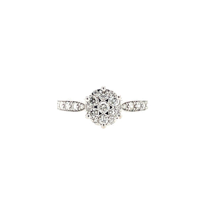 9ct White Gold Diamond Halo Solitaire 0.50ct Ring Z172