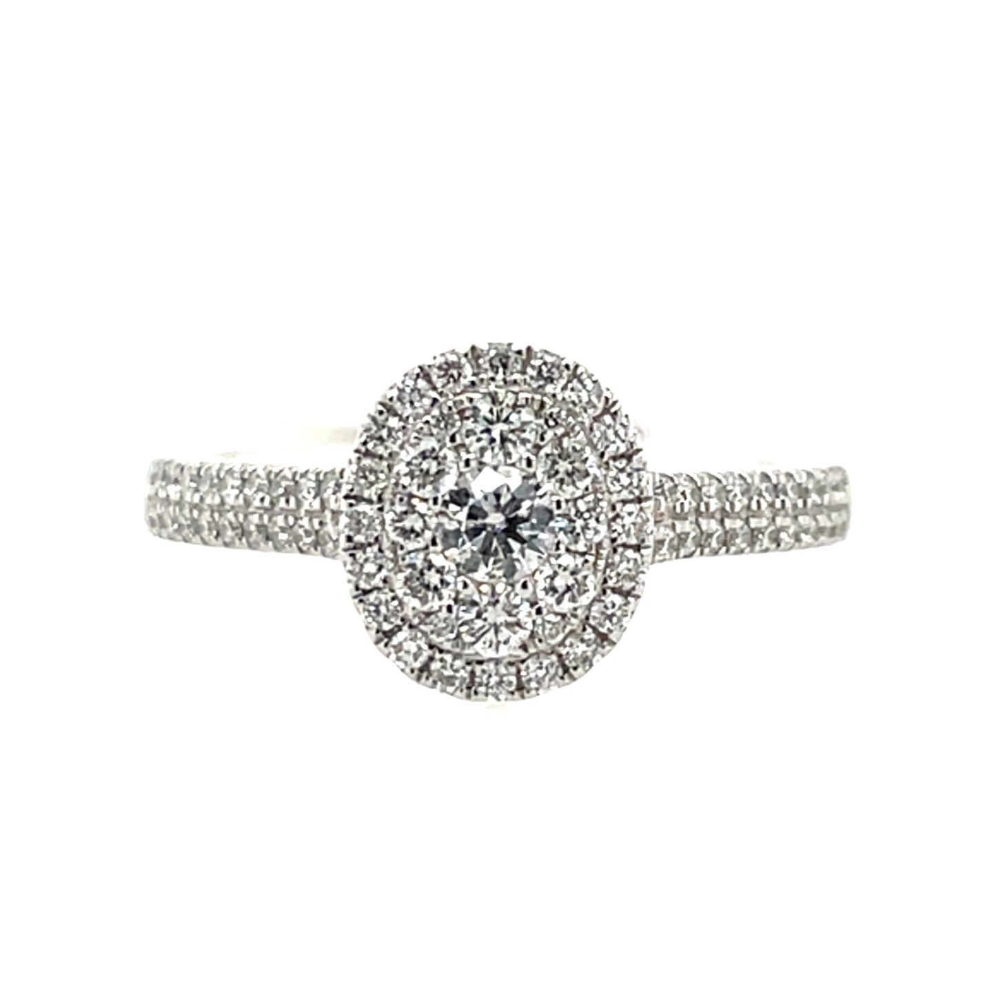 9ct White Gold Diamond Oval Halo 0.52ct Engagement Ring Z181