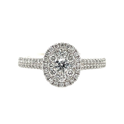 9ct White Gold Diamond Oval Halo 0.52ct Engagement Ring Z181
