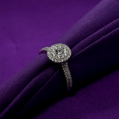 9ct White Gold Diamond Oval Halo 0.52ct Engagement Ring Z181