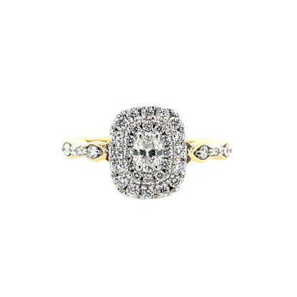 18ct Gold Diamond Vintage Halo 0.60ct Engagement Ring Z184
