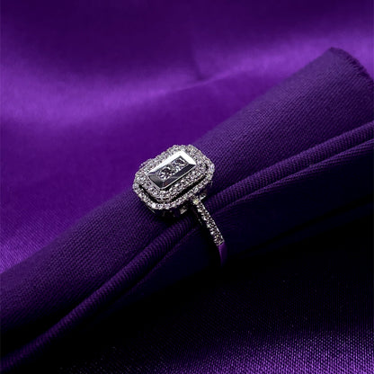 18ct White Gold Diamond Princess Double  Halo 0.50ct Engagement Ring Z186