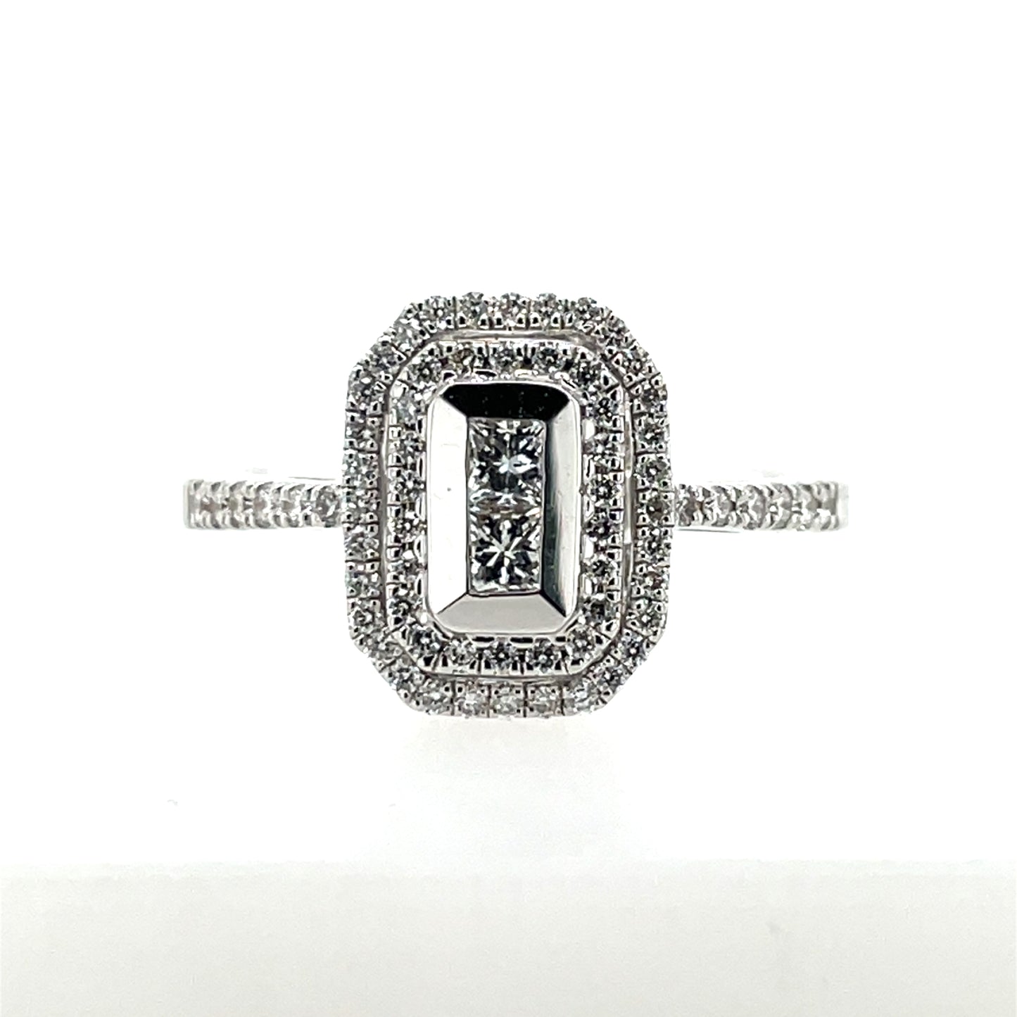 18ct White Gold Diamond Princess Double  Halo 0.50ct Engagement Ring Z186