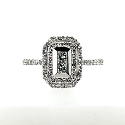 18ct White Gold Diamond Princess Double  Halo 0.50ct Engagement Ring Z186