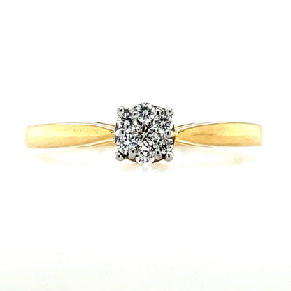 18ct Yellow Gold Diamond Halo Ring Z193