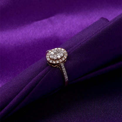 18ct Yellow Gold Diamond Oval Halo 0.53ct Ring Z196