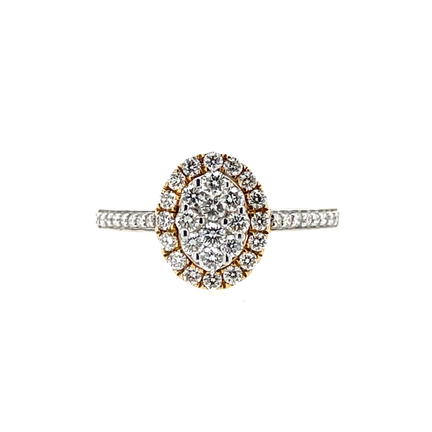 18ct Yellow Gold Diamond Oval Halo 0.53ct Ring Z196