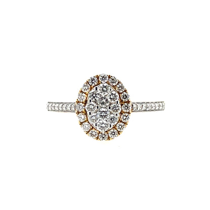 18ct Yellow Gold Diamond Oval Halo 0.53ct Ring Z196