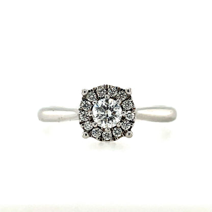 9ct White Gold Diamond Illusion Halo 0.30 Ring Z203