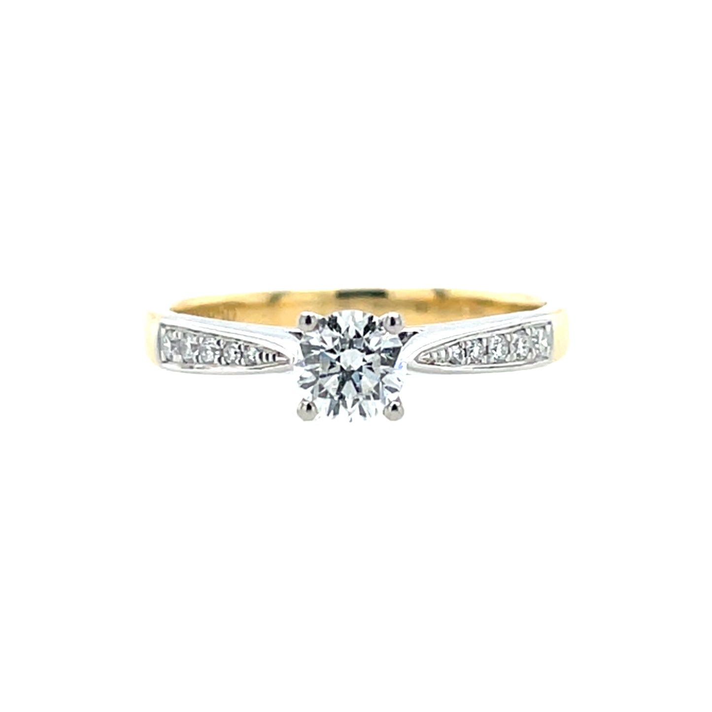 18ct Gold 0.37ct Diamond Solitaire Ring Pavé Shoulders Z205