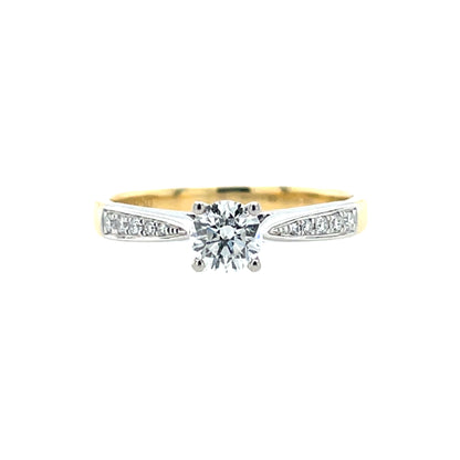 18ct Gold 0.37ct Diamond Solitaire Ring Pavé Shoulders Z205