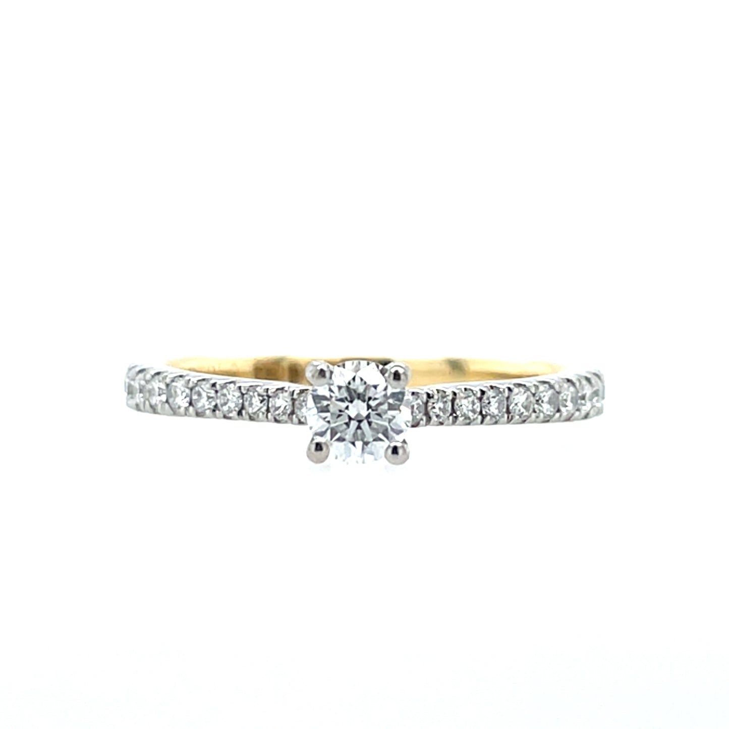 18ct Gold 0.25ct Diamond Solitaire Ring Castel Shoulders Z206