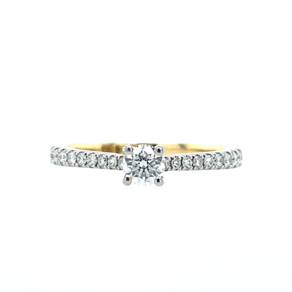 18ct Gold 0.25ct Diamond Solitaire Ring Castel Shoulders Z206