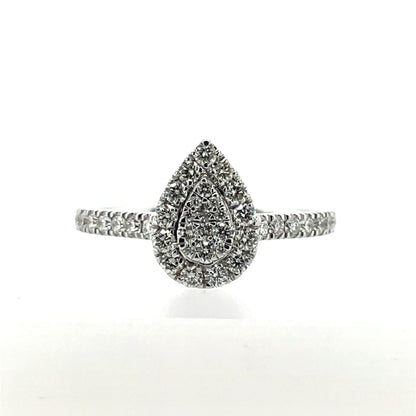 9ct White Gold Diamond Teardrop Halo 0.55ct Engagement Ring Z228