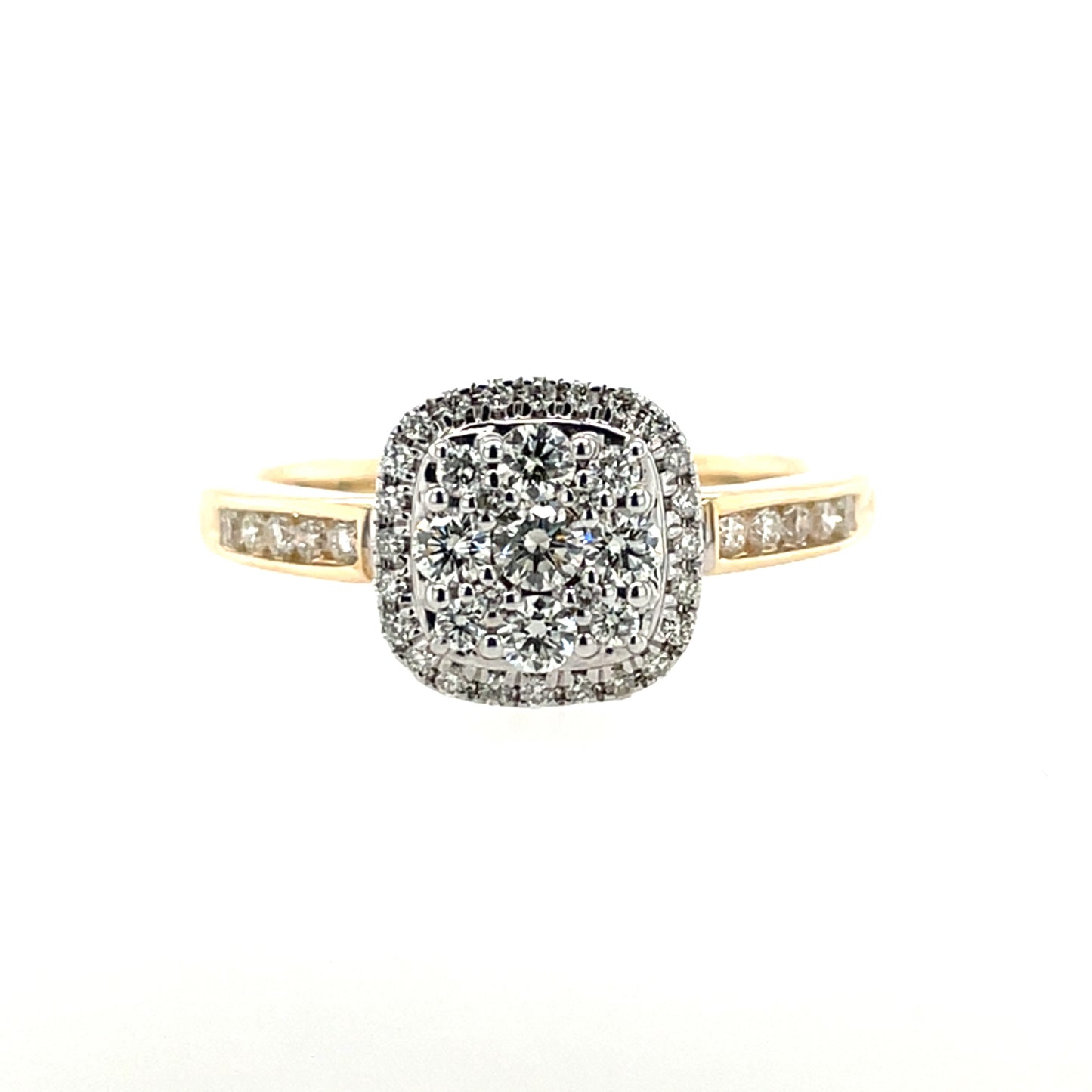 9ct Gold 0.50ct Diamond Cushion Halo Ring Z234