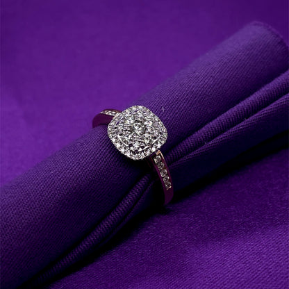 9ct Gold 0.50ct Diamond Cushion Halo Ring Z234