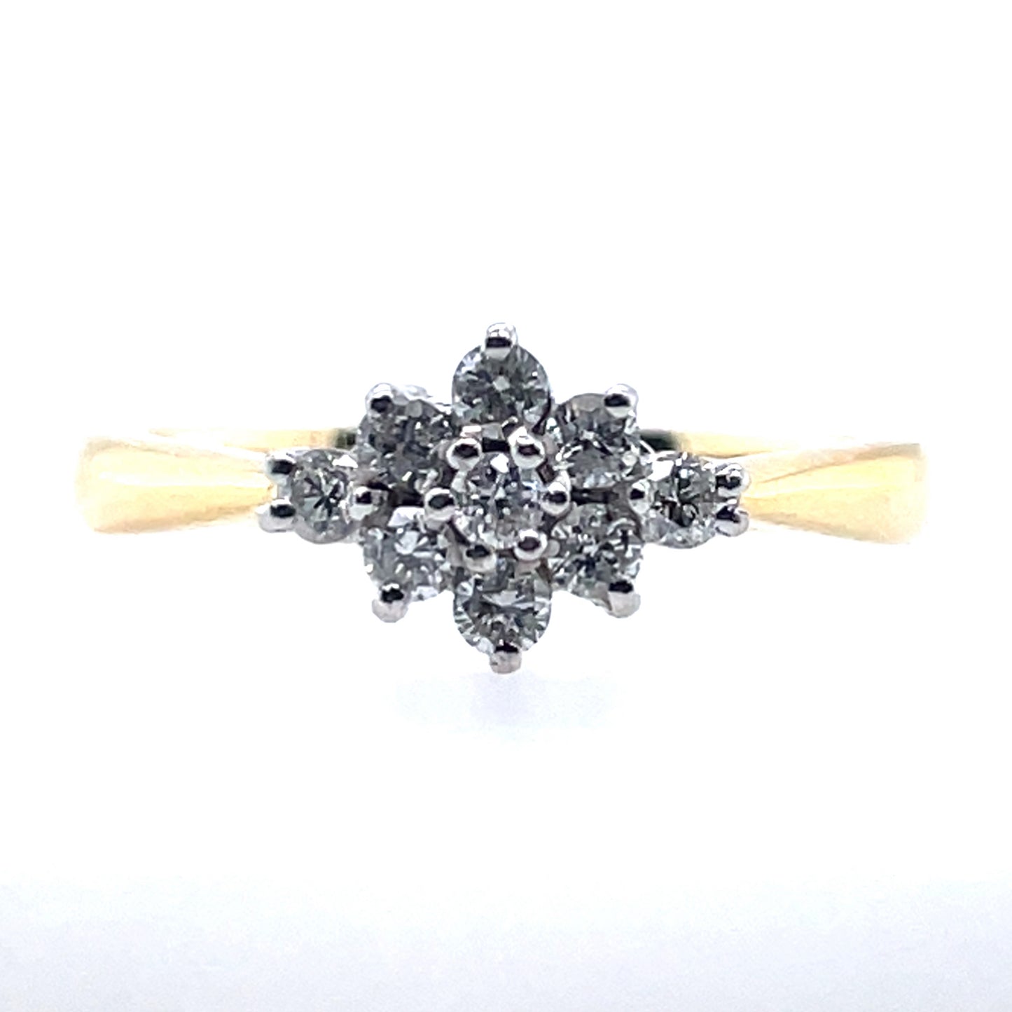 18ct Gold 0.33ct Diamond Boat Cluster Ring Z7/4