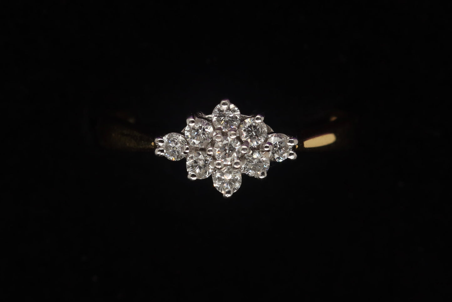 18ct Gold 0.33ct Diamond Boat Cluster Ring Z7/4