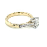 9ct Gold Diamond Solitaire Ring with Pavé Shoulders Z221