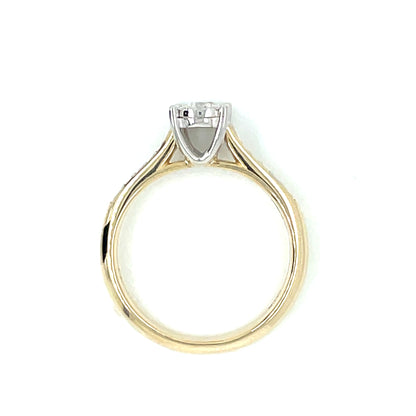 9ct Gold Diamond Solitaire Ring with Pavé Shoulders Z221