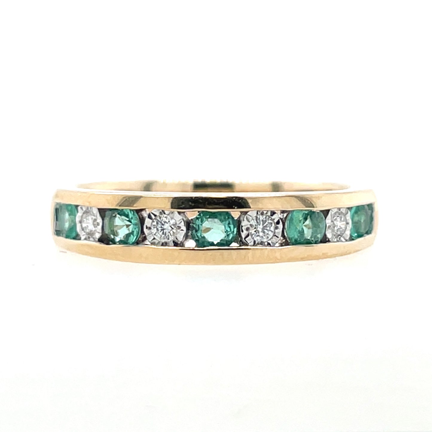 9ct Gold Emerald & Diamond Eternity Ring GRE082