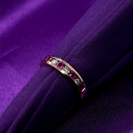 9ct Gold Ruby & Diamond Eternity Ring GRR129