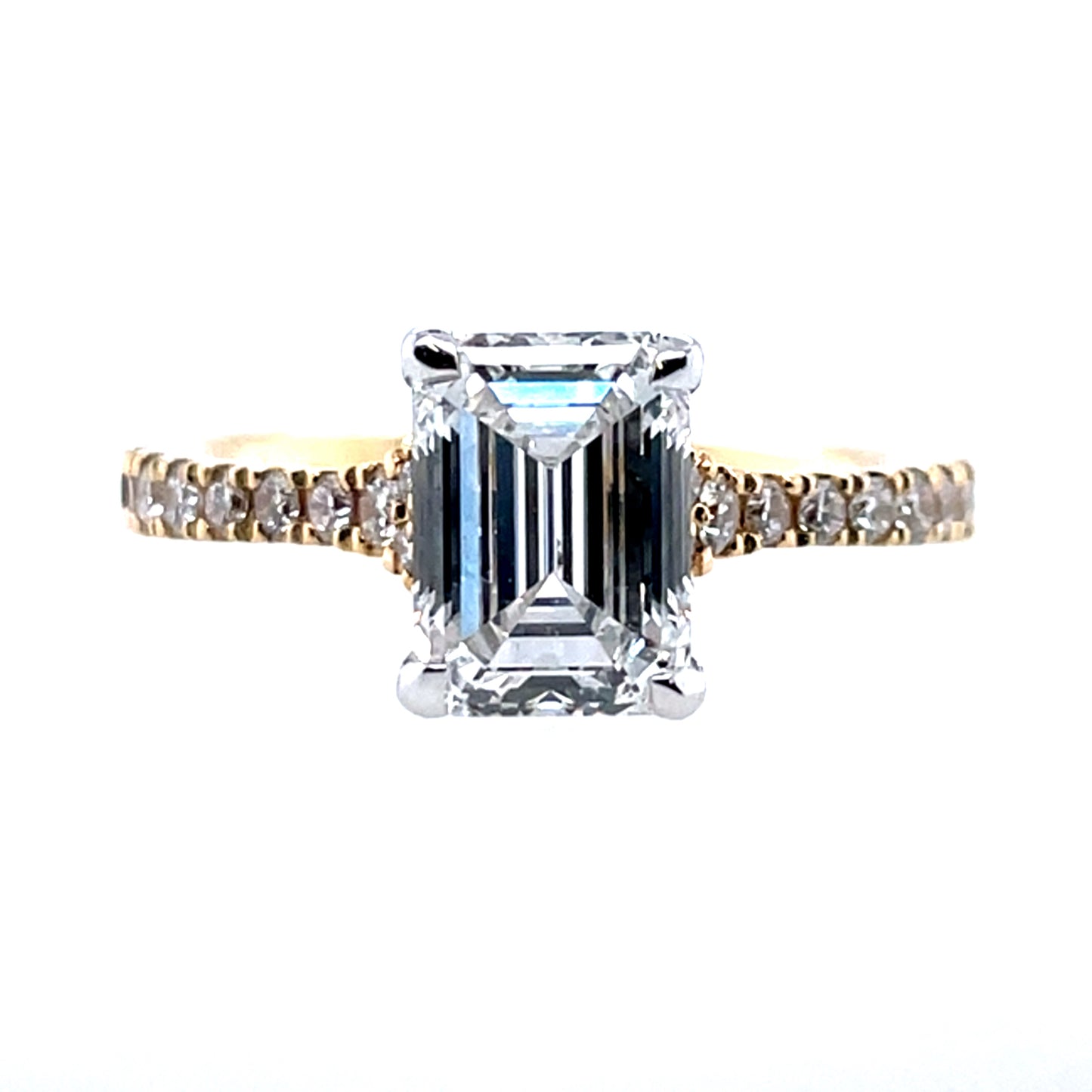 18ct Yellow Gold Lab Grown 2.35ct Emerald-cut Diamond Engagement Ring Z248