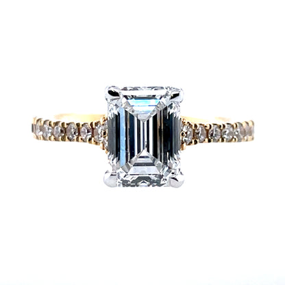 18ct Yellow Gold Lab Grown 2.35ct Emerald-cut Diamond Engagement Ring Z248