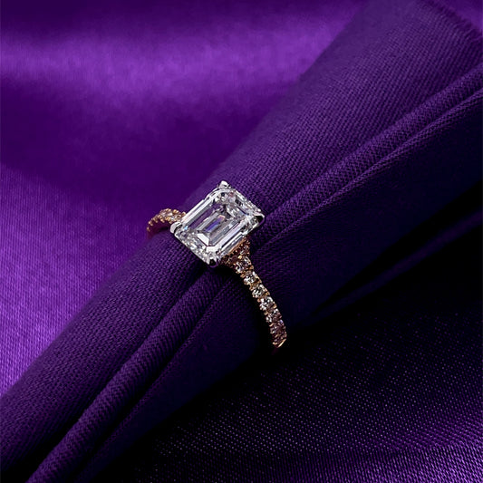 18ct Yellow Gold Lab Grown 2.35ct Emerald-cut Diamond Engagement Ring Z248