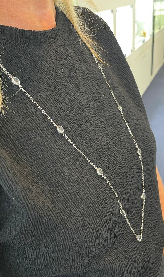 Sterling Silver Long CZ Chain 40 inch GL414