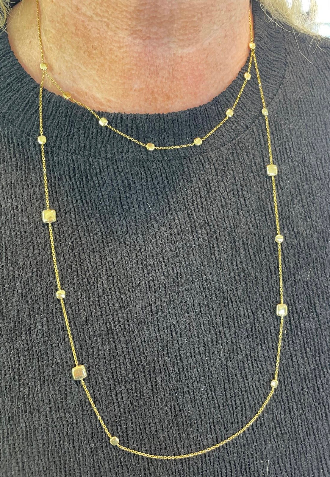 9ct Gold Layered Cushion Drops Station Necklet GN171