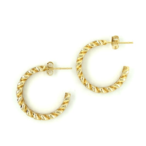 Sterling Silver 18ct Gold 22mm Curb Chain Hoop Earrings CSE344