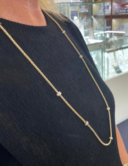 Sterling Silver 18ct Gold-plated 90cm Italian Chain with CZ Rondels JES161G/90