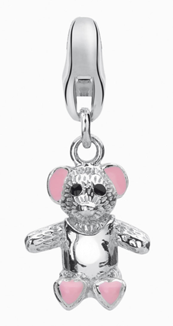 Dream Charms Silver Teddy Red Hearts Charm DC-535