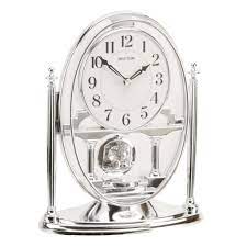 Rhythm Silver Oval Mantel Clock with Crystals CRP609WR19