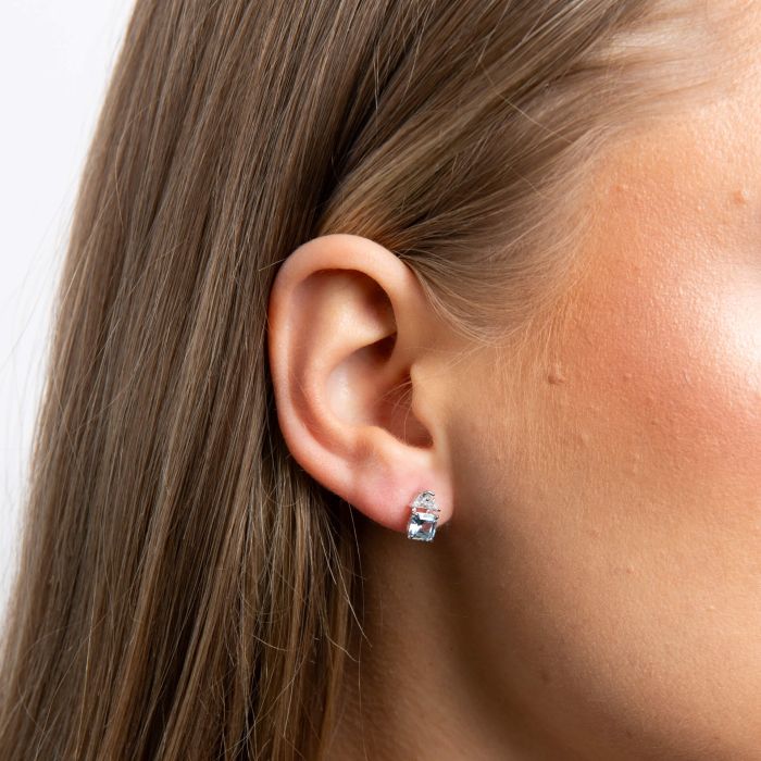 Diamonfire Square Cut Earrings Aquamarine Blue E6601