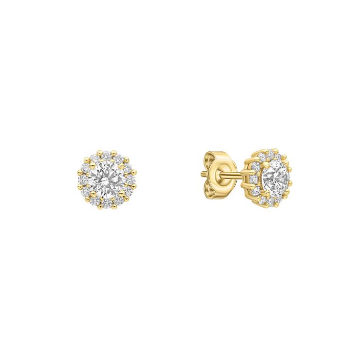 Diamonfire Gold Plated Halo Earrings E6618