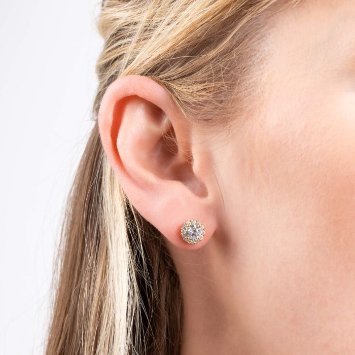 Diamonfire Gold Plated Halo Earrings E6618