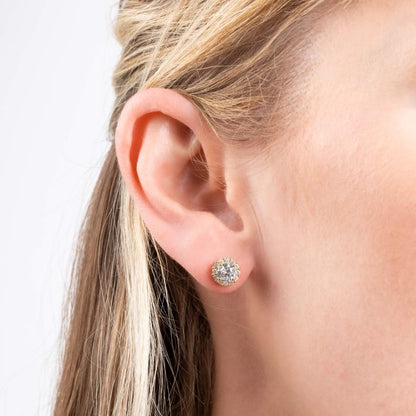 Diamonfire Gold Plated Halo Earrings E6618